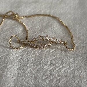 Gold plated Crystal Leaf Bracelet - Women Jewelry